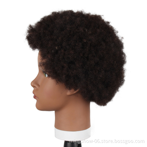 100% human hair black african mannequin training head mannequin for hairdresser